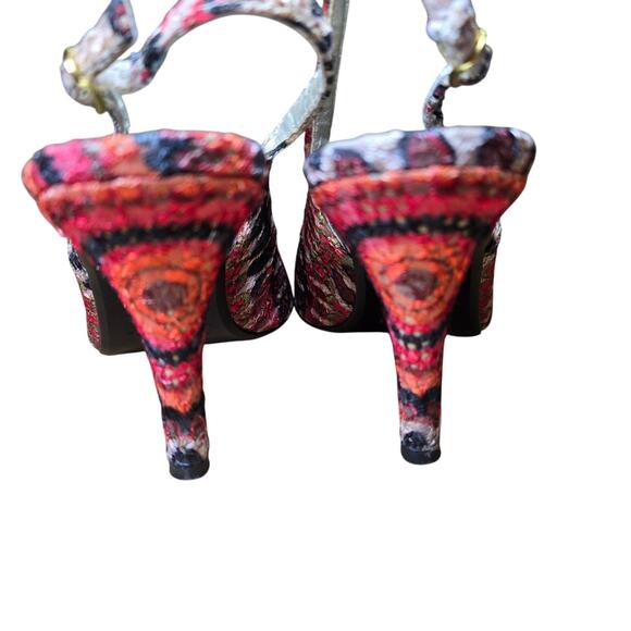 J. Renee 4" Heels Textured Textile Red Orange Black Womens Size 6.5 M Round Toe - Picture 4 of 8